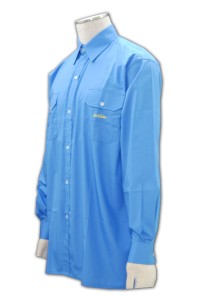 R090 量身訂造工程師襯衫  雙胸袋 自訂純色恤衫  來版訂購恤衫專門店公司